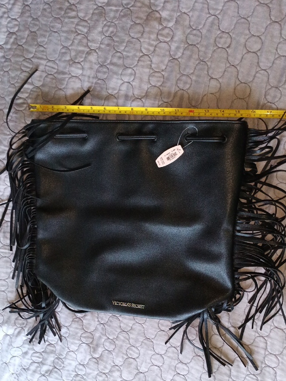 New Victoria Secret Faux Leather Black Fringe Backpack Bag